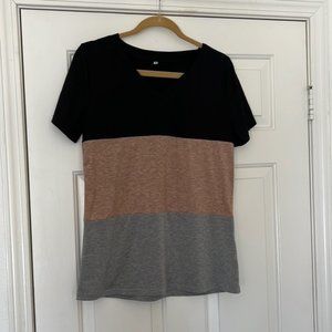V NECK Block Color Top